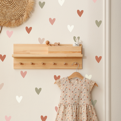 Dusky Rose Fabric Heart Wall Stickers