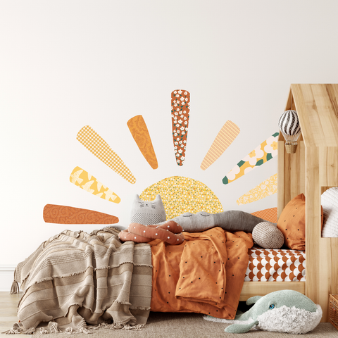 Large Patterned Fabric Sun Wall Sticker