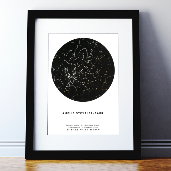 Personalised Metallic Star Map Print