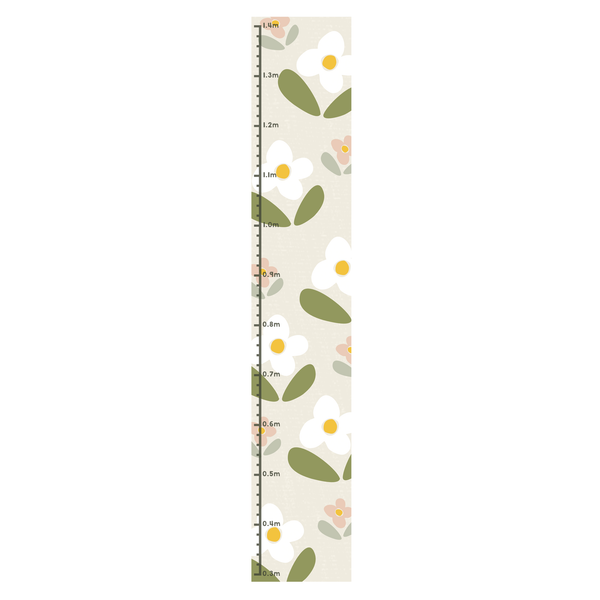 Flowery Height Chart Fabric Wall Sticker