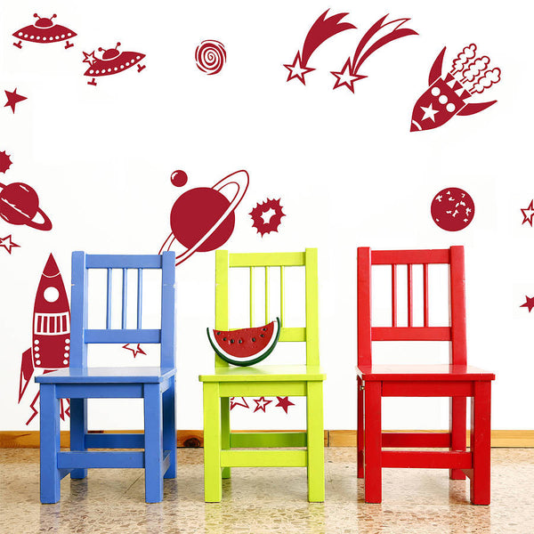 Rocket and Planets Wall Sticker Set