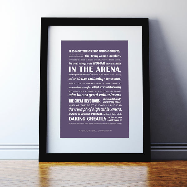 The Woman In The Arena Typographic Print