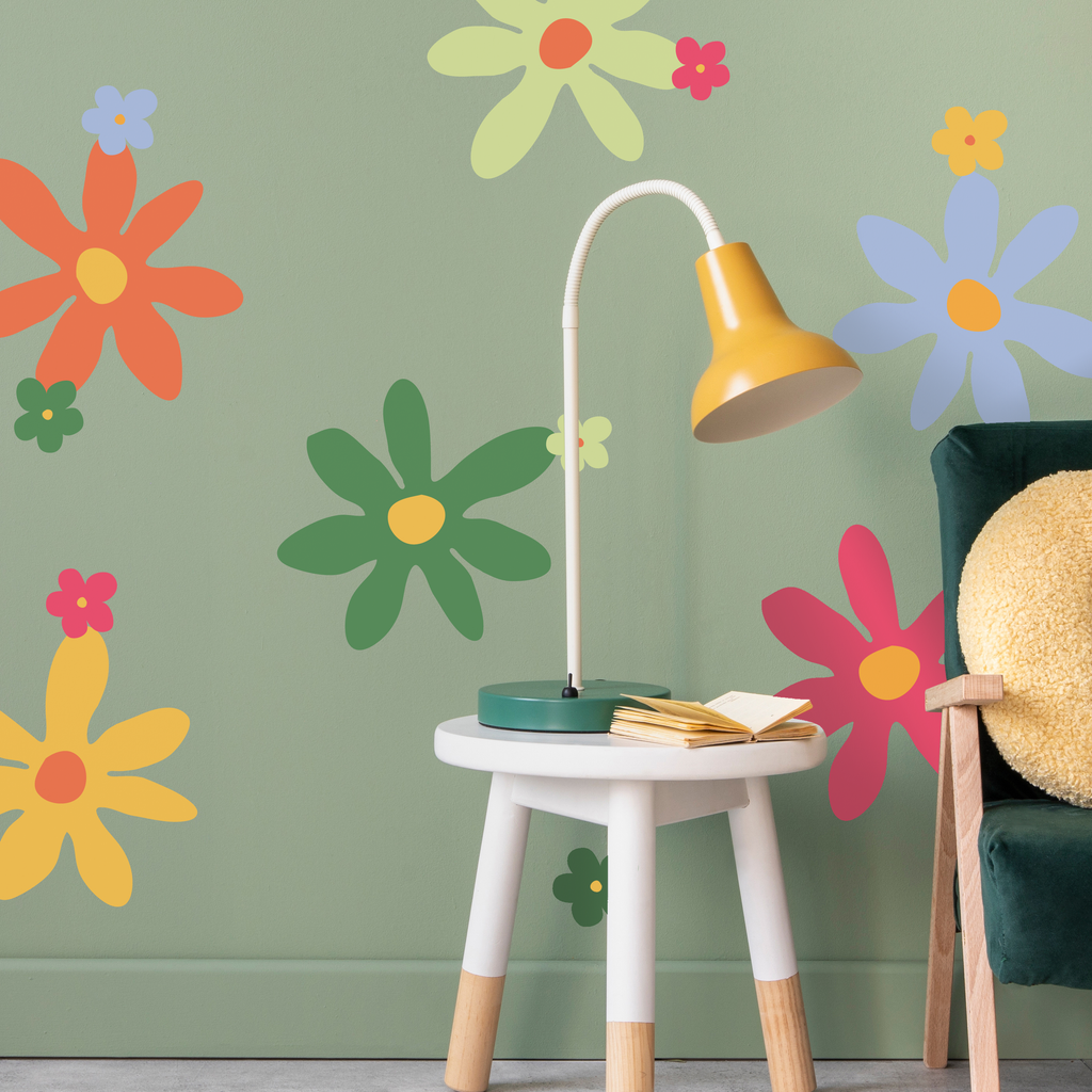Flower Power Fabric Wall Stickers