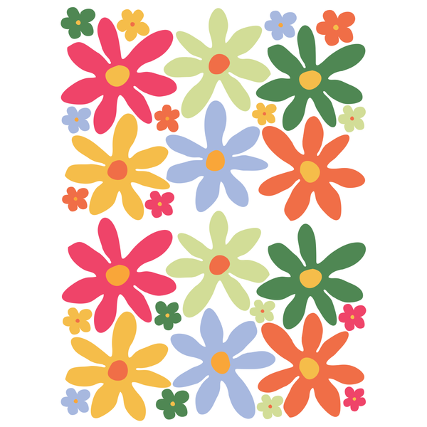Flower Power Fabric Wall Stickers