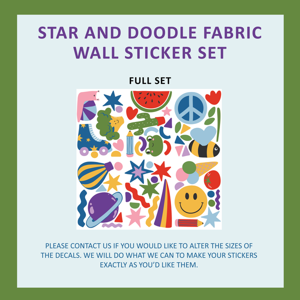 Stars And Doodles Fabric Wall Stickers