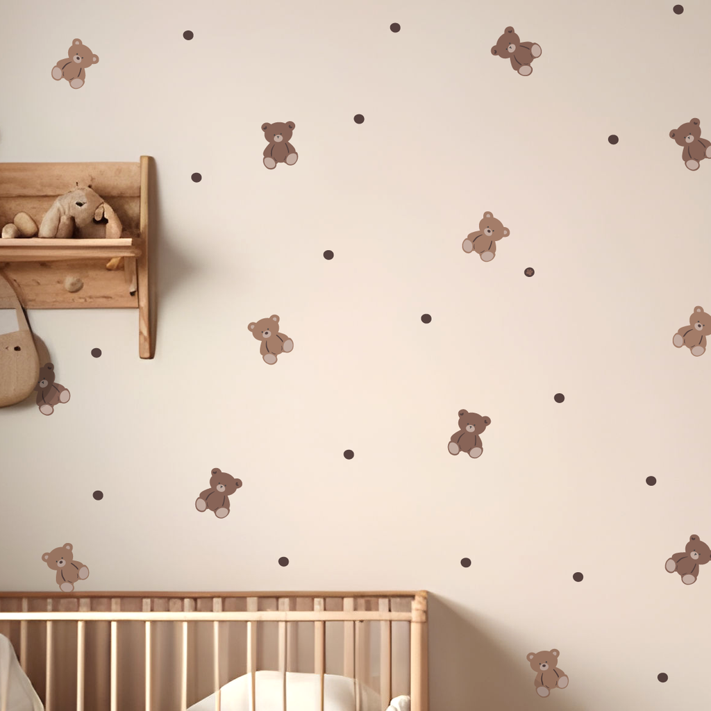 Sweet Fabric Teddy Bear Wall Stickers