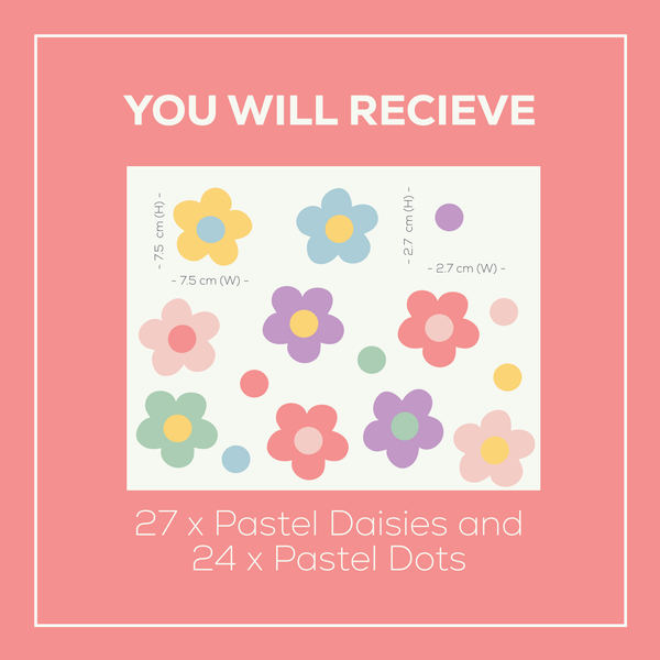 Whimsy Pastel Daisy Fabric Wall Stickers