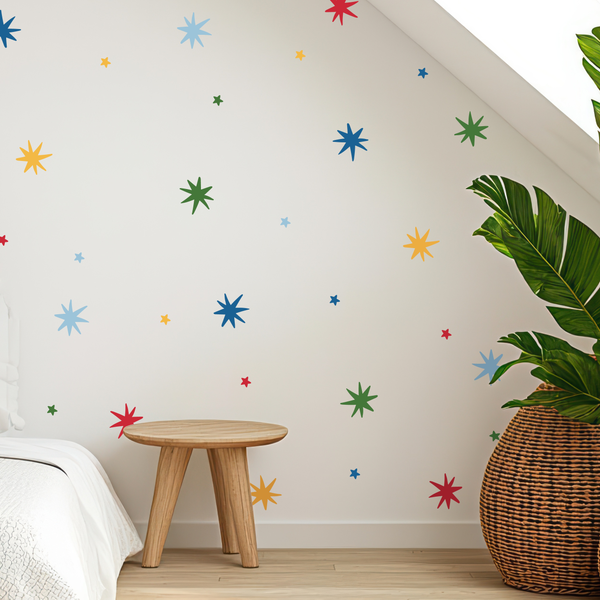 Bright And Colourful Whimsical Stars Fabric Wall Stickers