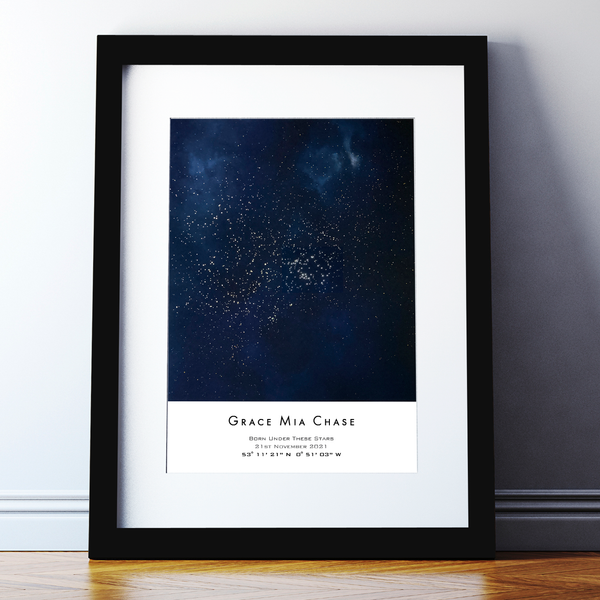Personalised Metallic Star Map Night Sky Print