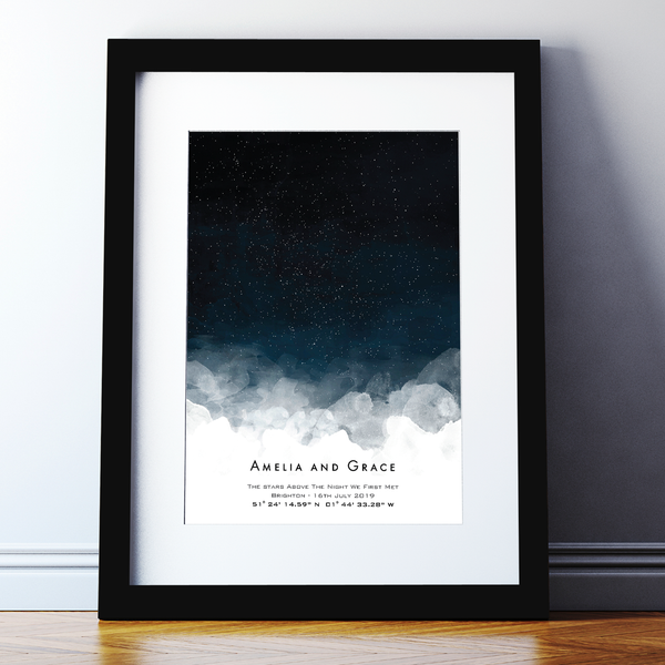 Personalised Star Map Horizon Watercolour Print