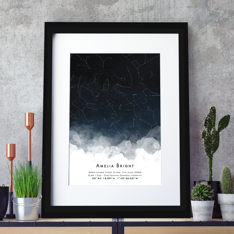 Personalised Star Map Horizon Watercolour Print