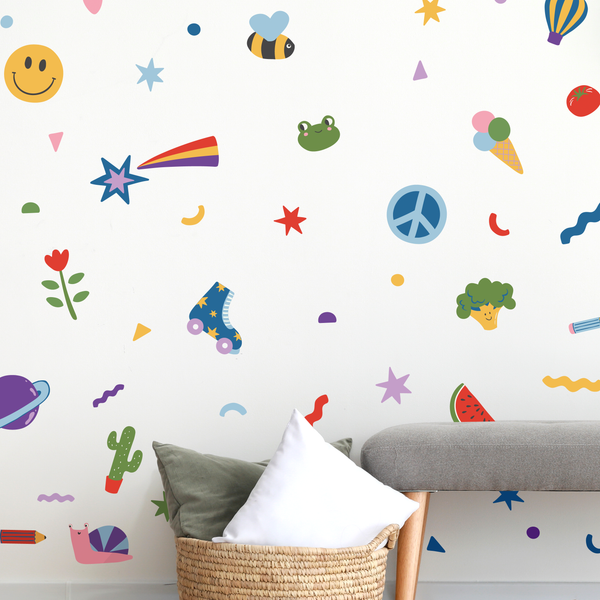 Stars And Doodles Fabric Wall Stickers