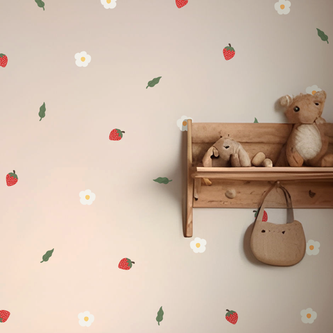 Strawberry Blossom Flower Fabric Wall Stickers