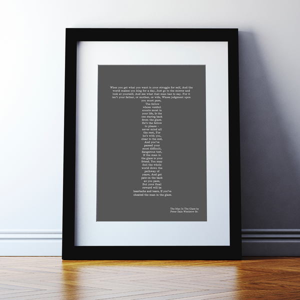 The Man In The Glass By Dale Wimbrow Poem Print