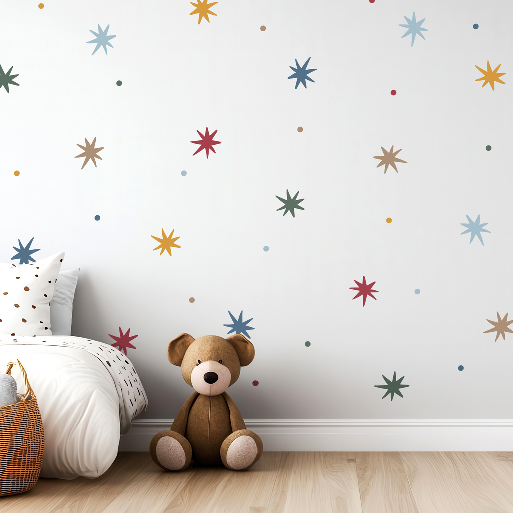 Whimsical Stars And Dots Fabric Wall Stickers