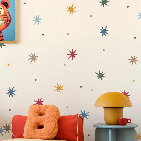 Whimsical Stars And Dots Fabric Wall Stickers