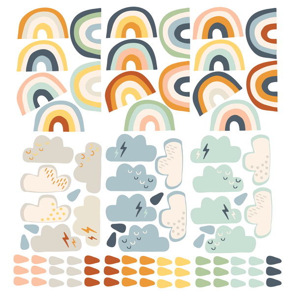 Mini Rainbows And Clouds Wall Stickers