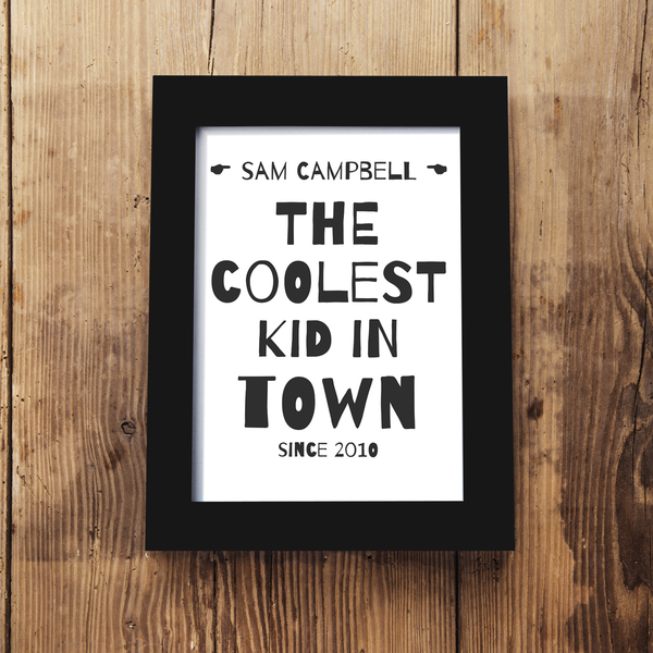 Personalised ‘Coolest Kid In Town’ Framed A5 Print