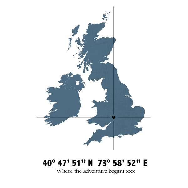 Personalised Coordinates Map Print