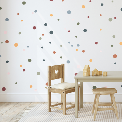 Fabric Hand Drawn Earthy Spots And Dots Wall Stickers