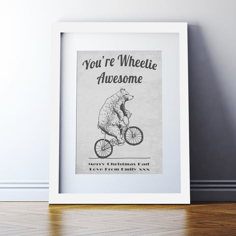 Personalised 'Wheelie Cool' Bear Print