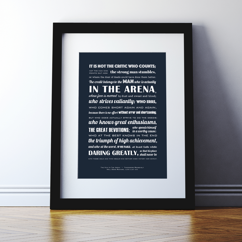 The Man In The Arena Typographic Print