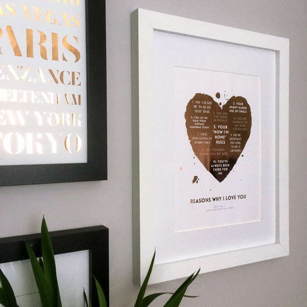 Metallic Personalised Reasons Why I Love You Print