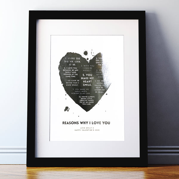 Metallic Personalised Reasons Why I Love You Print