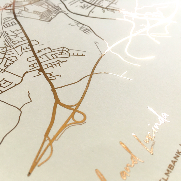Metallic Personalised Map Location Print