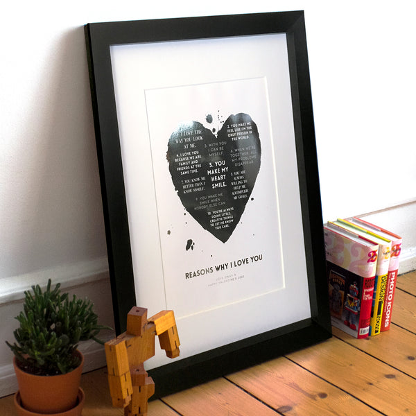 Metallic Personalised Reasons Why I Love You Print