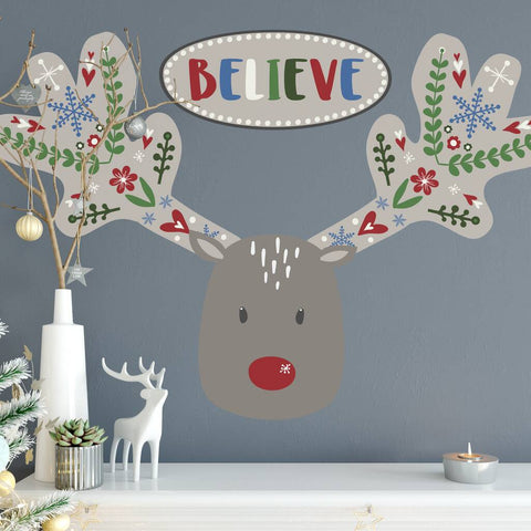 Fabric Reindeer Believe Wall Sticker
