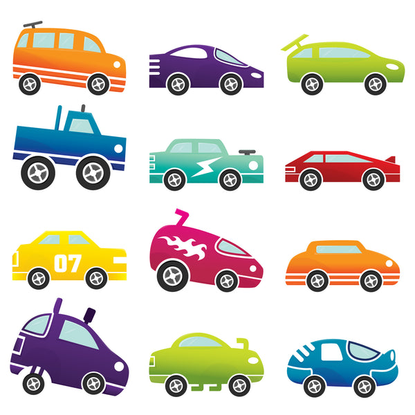 Coloured Cars Wall Sticker Set