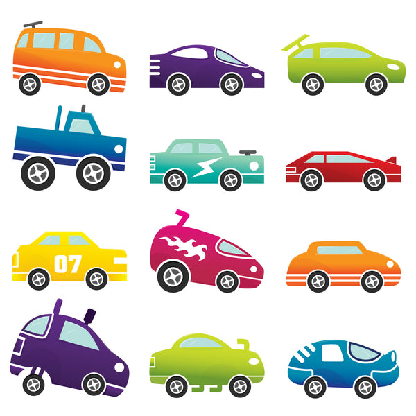 Coloured Cars Wall Sticker Set