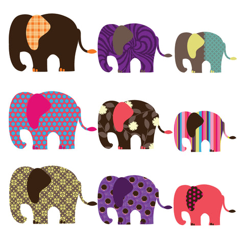 Patterned Elephant Wall Stickers