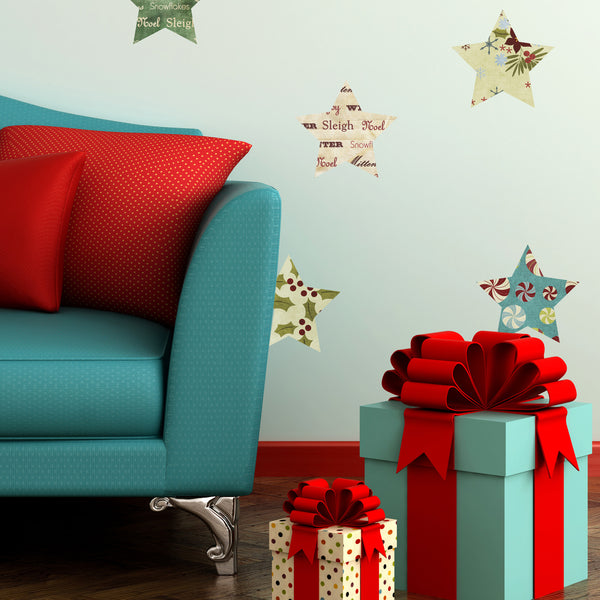 Fabric Christmas Stars Wall Stickers