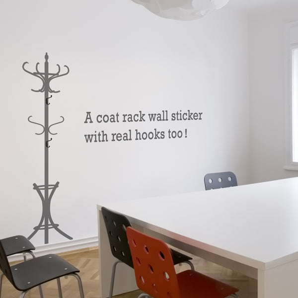 Coat Stand Wall Sticker With Hooks