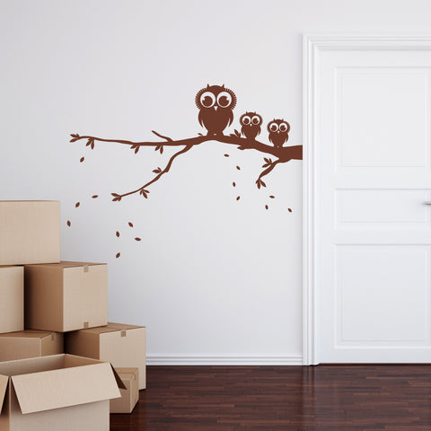 Owls On A Branch Wall Sticker