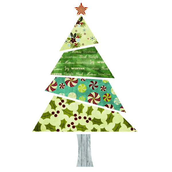 Fabric Patterned Christmas Tree Wall Sticker
