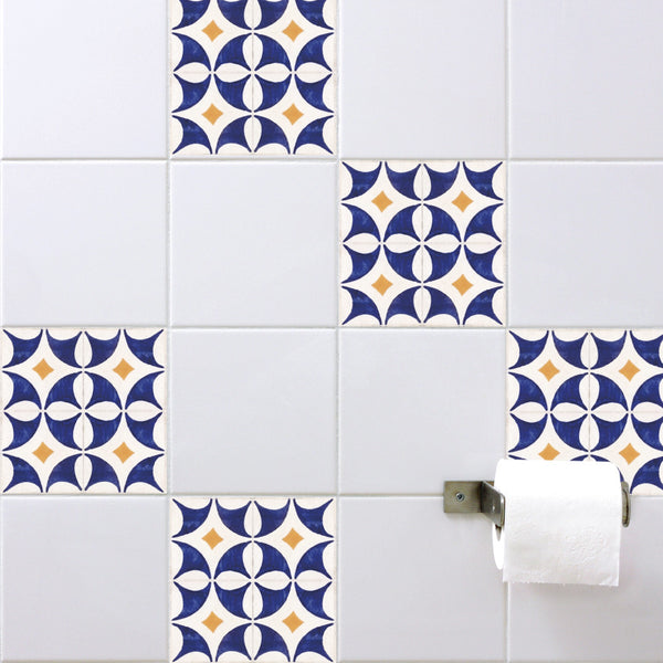 Spanish Tile Stickers Orange Blue