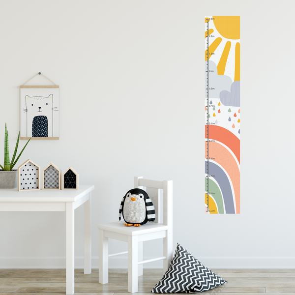 Sunny Rainbow Height Chart Fabric Wall Sticker