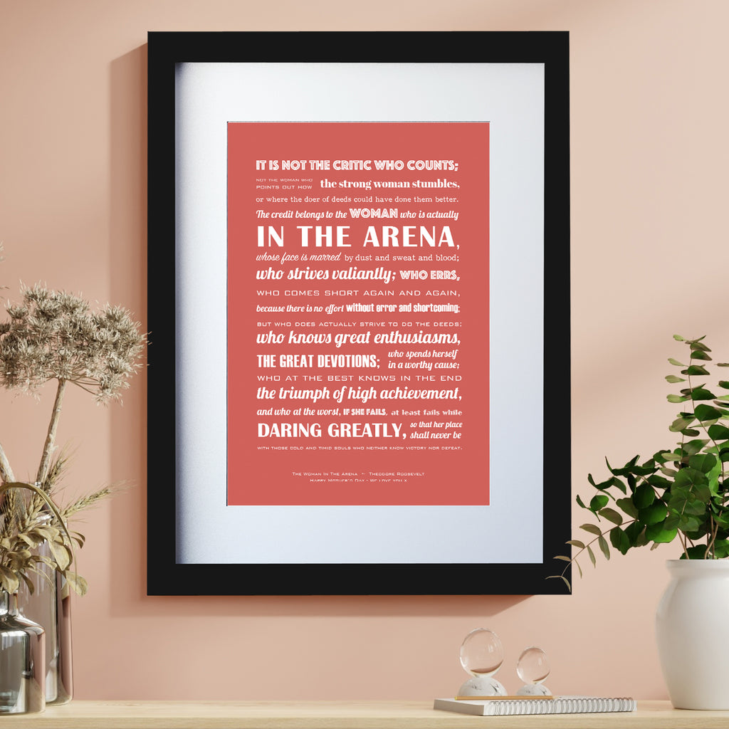 The Woman In The Arena Typographic Print